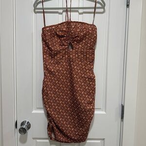 Princess Polly Halter/Strapless Dress in Brown Floral